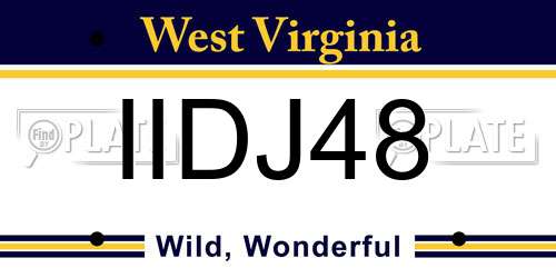 IIDJ48 West Virginia License Plate