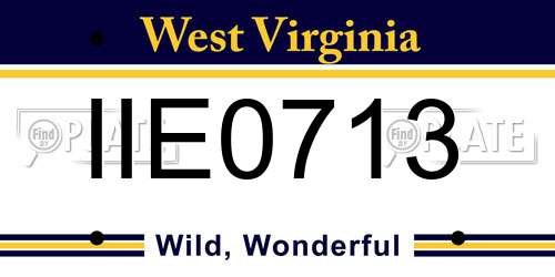 IIE0713 West Virginia License Plate