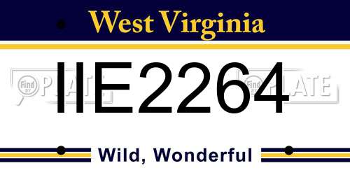 IIE2264 West Virginia License Plate