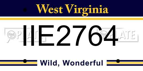 IIE2764 West Virginia License Plate