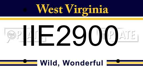 IIE2900 West Virginia License Plate