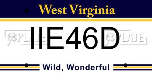 IIE46D West Virginia License Plate