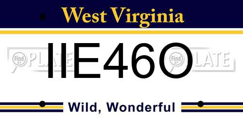 IIE46O West Virginia License Plate