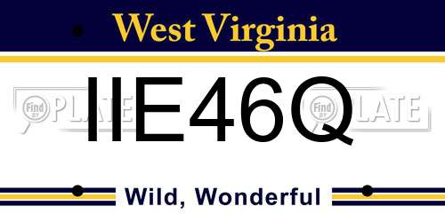 IIE46Q West Virginia License Plate