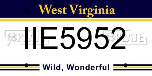 IIE5952 West Virginia License Plate
