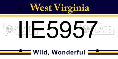 IIE5957 West Virginia License Plate