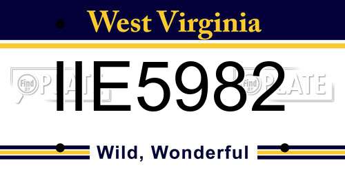 IIE5982 West Virginia License Plate
