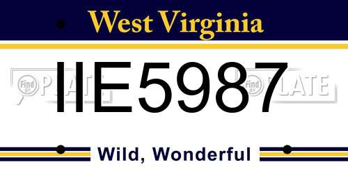 IIE5987 West Virginia License Plate