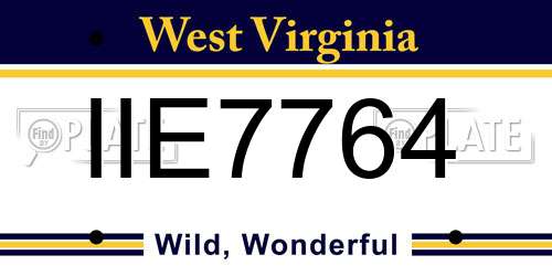 IIE7764 West Virginia License Plate