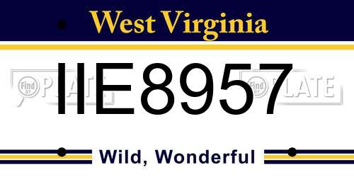 IIE8957 West Virginia License Plate
