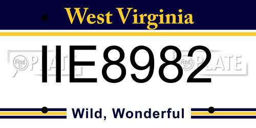 IIE8982 West Virginia License Plate