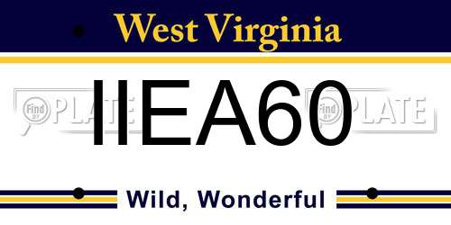 IIEA60 West Virginia License Plate
