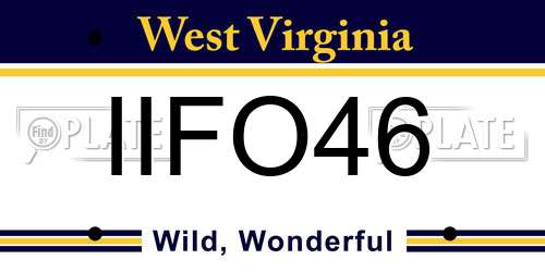 IIFO46 West Virginia License Plate
