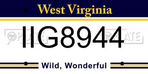 IIG8944 West Virginia License Plate