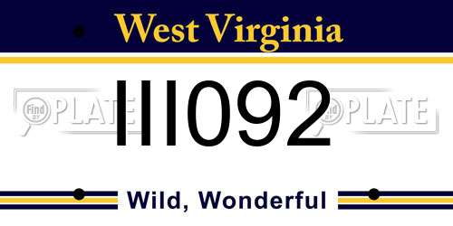 III092 West Virginia License Plate