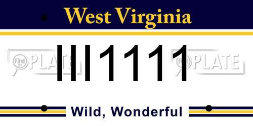 III1111 West Virginia License Plate