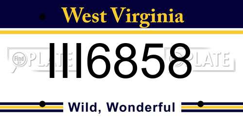 III6858 West Virginia License Plate