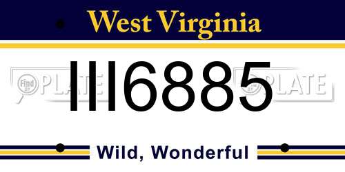 III6885 West Virginia License Plate