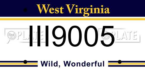 III9005 West Virginia License Plate