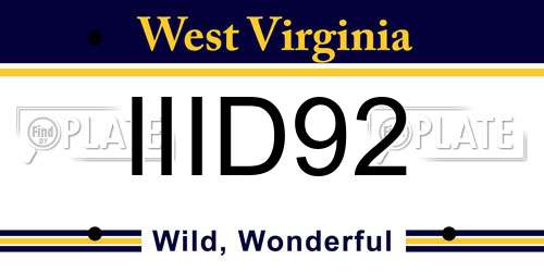 IIID92 West Virginia License Plate