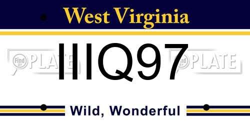 IIIQ97 West Virginia License Plate