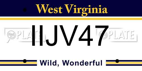 IIJV47 West Virginia License Plate