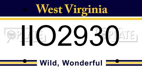 IIO2930 West Virginia License Plate
