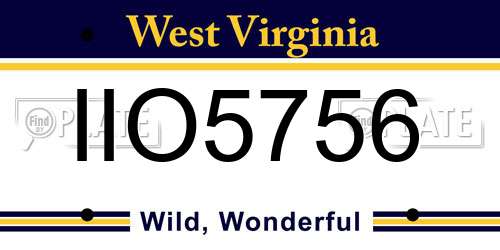 IIO5756 West Virginia License Plate