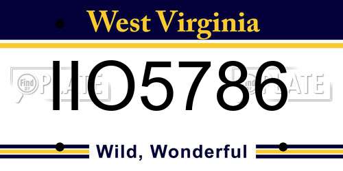 IIO5786 West Virginia License Plate