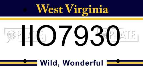IIO7930 West Virginia License Plate