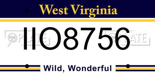 IIO8756 West Virginia License Plate
