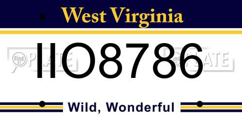 IIO8786 West Virginia License Plate