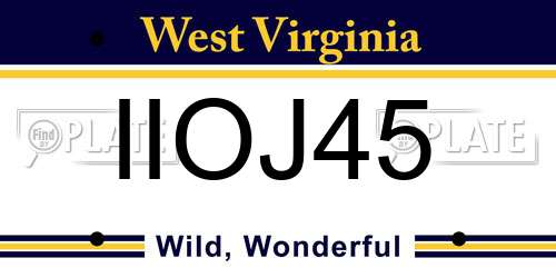 IIOJ45 West Virginia License Plate