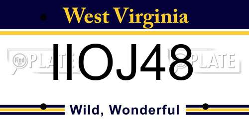 IIOJ48 West Virginia License Plate