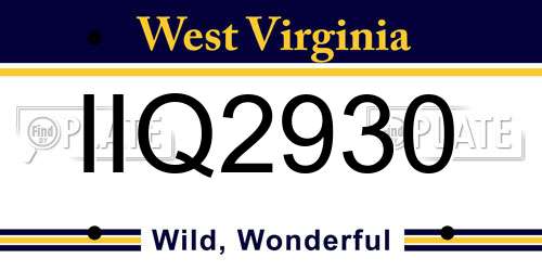 IIQ2930 West Virginia License Plate