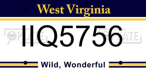 IIQ5756 West Virginia License Plate