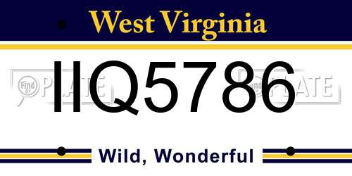 IIQ5786 West Virginia License Plate