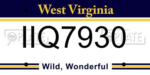 IIQ7930 West Virginia License Plate