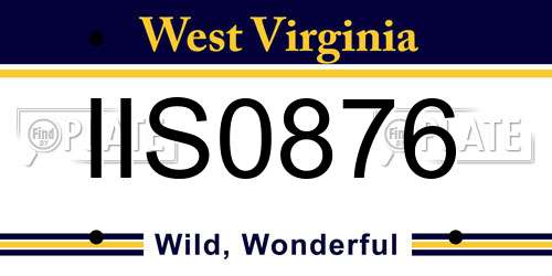 IIS0876 West Virginia License Plate