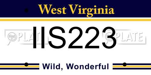 IIS223 West Virginia License Plate