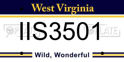 IIS3501 West Virginia License Plate