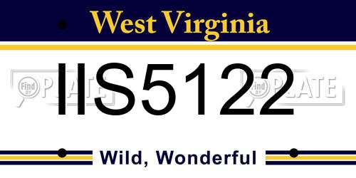 IIS5122 West Virginia License Plate