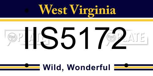 IIS5172 West Virginia License Plate