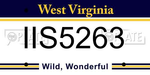 IIS5263 West Virginia License Plate