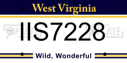 IIS7228 West Virginia License Plate