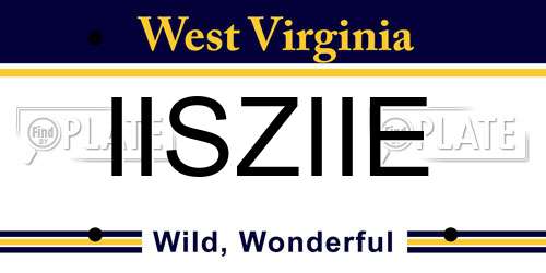 IISZIIE West Virginia License Plate