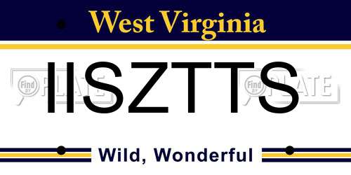 IISZTTS West Virginia License Plate