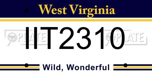 IIT2310 West Virginia License Plate