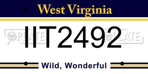 IIT2492 West Virginia License Plate