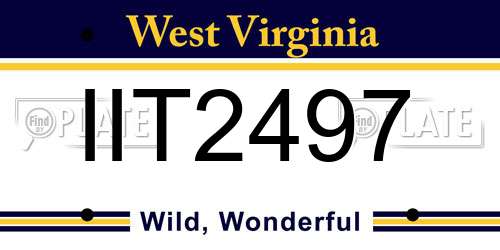 IIT2497 West Virginia License Plate